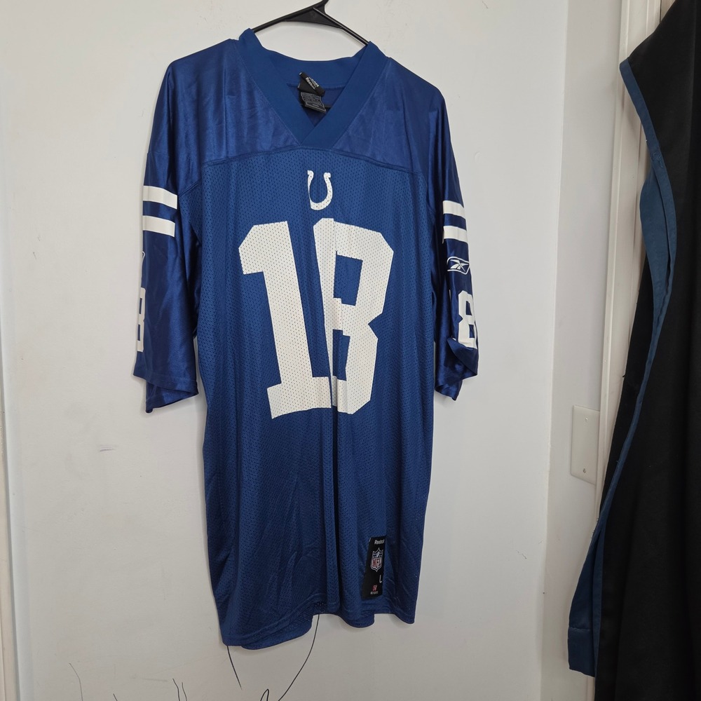 Reebok Peyton Manning Indianapolis Colts NFL Jersey Blue Mens Large 18 Mesh